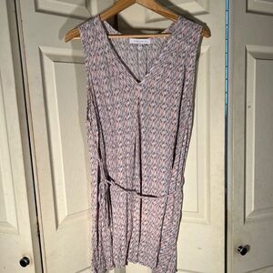 MaryBelle Salmon and Blue Patterned Dress with Tie Size 2XL